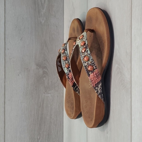 Vionic Women Floriana Leather Toestpost Thong Comfort Sandals Flats shoes sz 7 - Picture 3 of 11